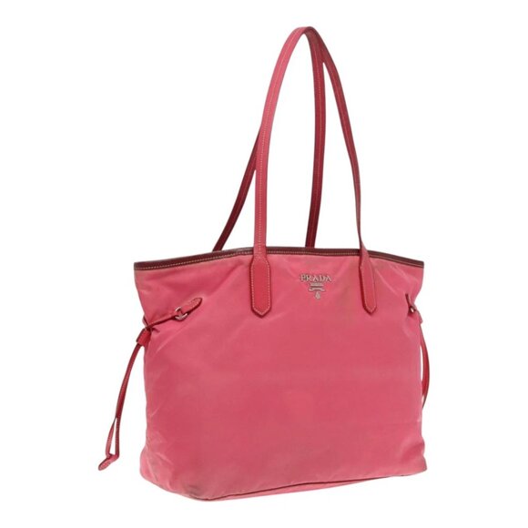 PRADA Tote Bag Nylon Pink Silver Auth mr613 - Picture 1 of 15